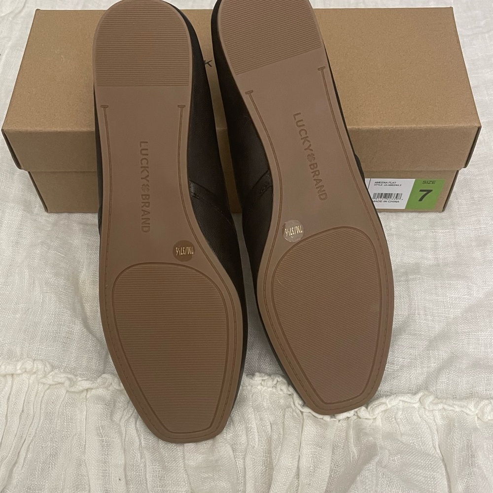 Lucky Brand Black Leather Round-Toe Ballet Flats - Picture 2 of 4